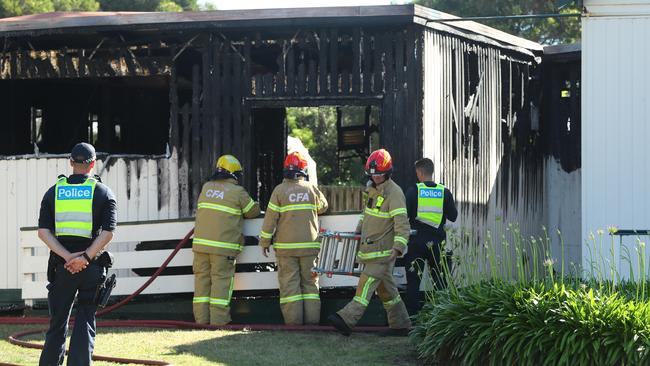 Emergency services on the scene of a fire at the St Paul's Anglican Church in St Leonards on Thursday morning. Picture: Alison Wynd