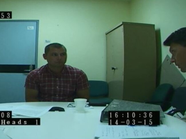 Michael Martin Jr during a police interview following his father’s death.