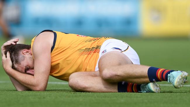 Mark Keane suffered a concussion after a Sam Powell-Pepper hit. Picture: Getty Images