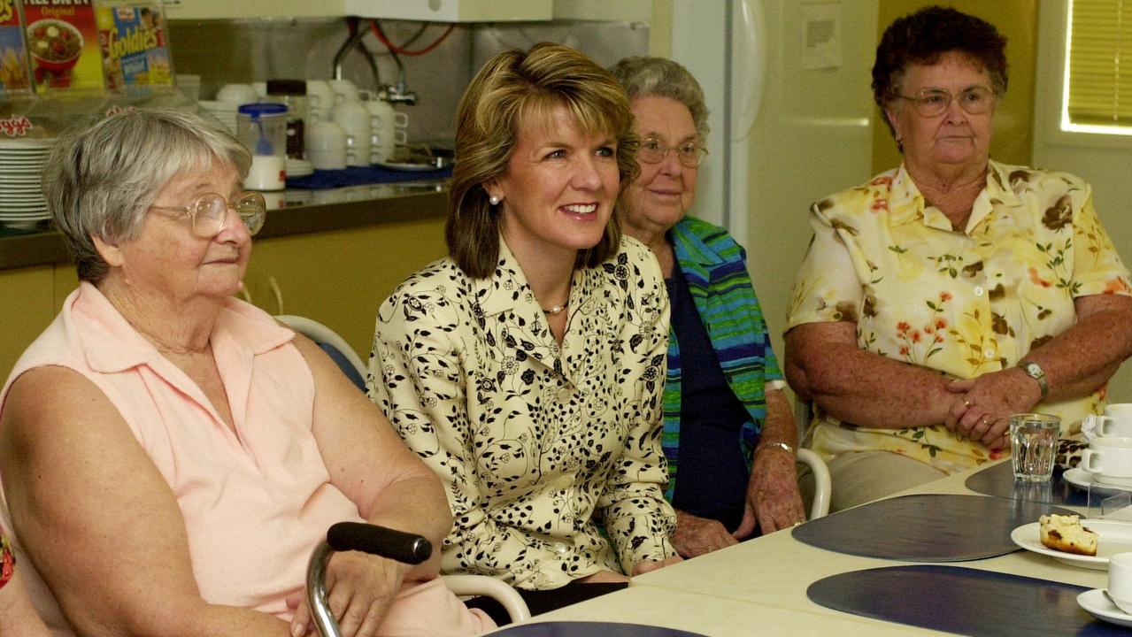 As minister for ageing Bishop talks with residents of Village Life retirement village, Wulguru in 2003. 