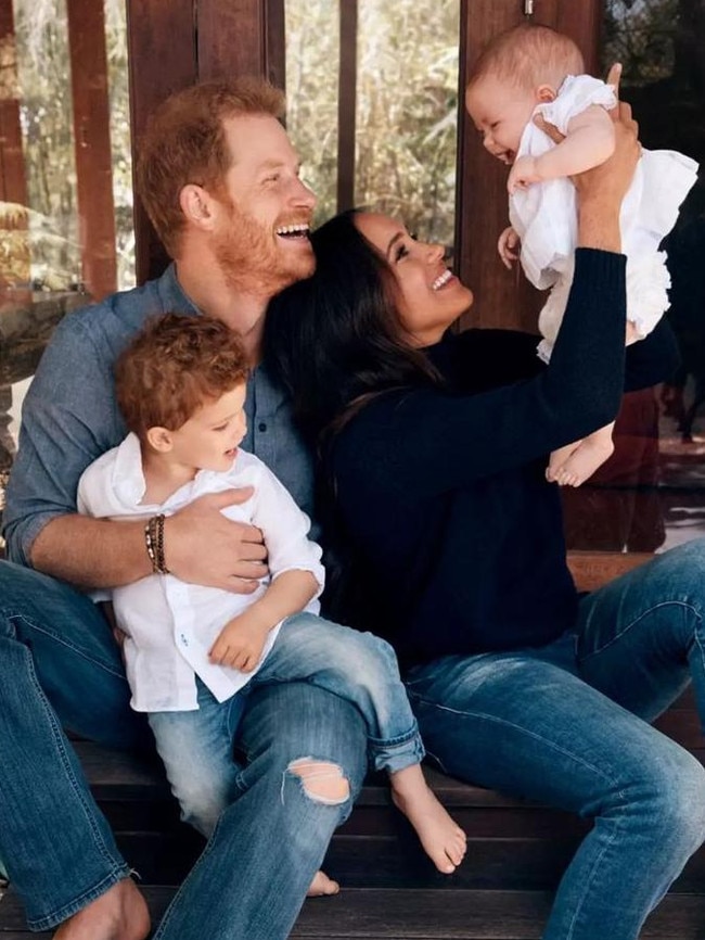 Their 2021 festive photo featured both Archie and Lilibet. Picture: Alexi Lubomirski/The Times