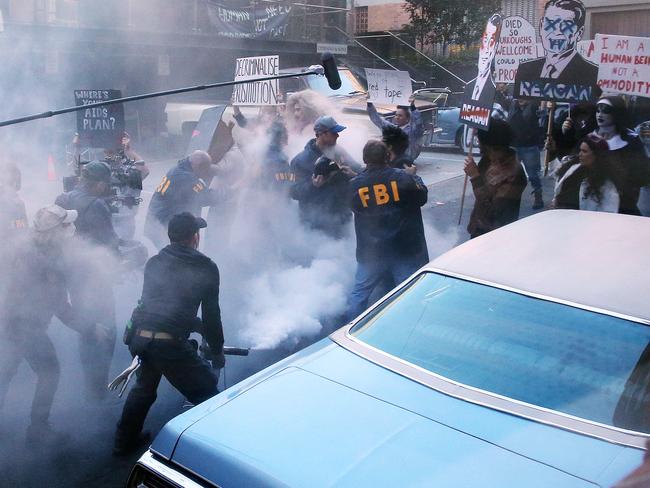 In one scene, the FBI is called to break up the protest. Picture: Tim Hunter