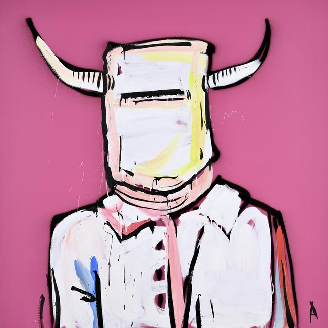 Adam Cullen, Horned Kelly, 2011 acrylic on linen, 152 x 152cm Collection of Jonathan &amp; Ilze Donald