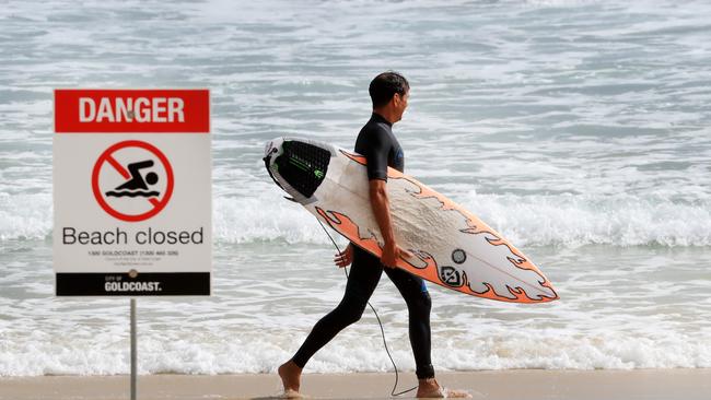 Beaches closed after the fatal shark attack. Photo: Scott Powick.