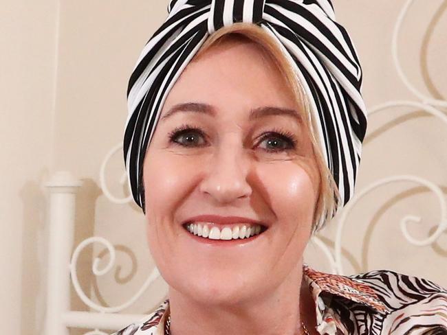 Sam Corbett with her Bald & Beautiful turbans.Photograph : Jason O'Brien