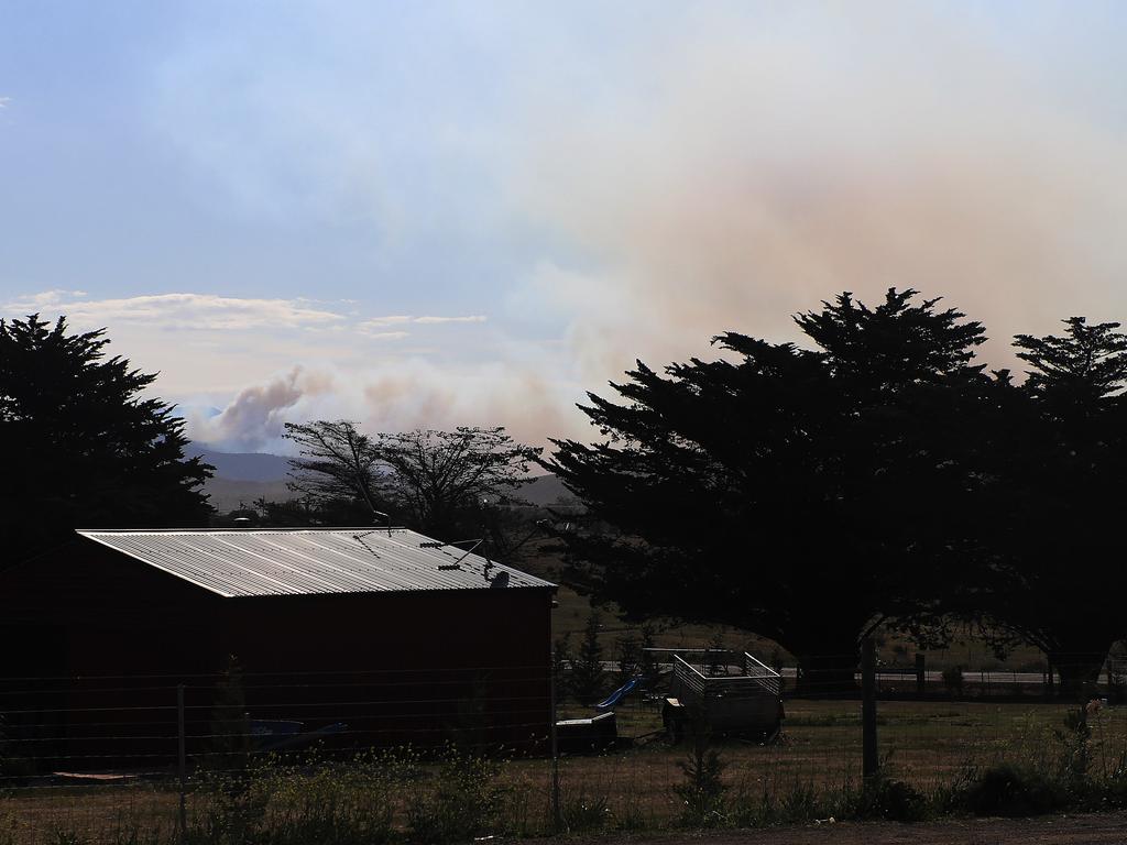 Smoke from the fire at Elderslie seen from Back Tea Tree Road, Tea Tree. Picture: LUKE BOWDEN