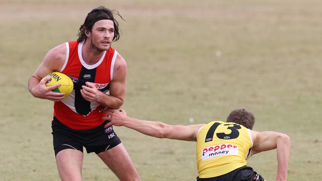 St Kilda defender Dylan Roberton won’t play in Round 2 after being ommitted. Picture: Michael Klein