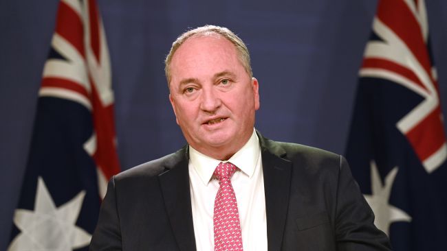 Deputy Prime Minister Barnaby Joyce said he “should have never written the text” as he issued a public apology to the Prime Minister at a brief press conference on Saturday morning. Picture: NCA NewsWire / Jeremy Piper