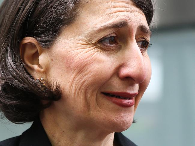 SYDNEY, AUSTRALIA - NewsWire Photos, NOVEMBER 01 2021: Former NSW Premier Gladys Berejiklian addresses the media at ICAC in Sydney. Picture: NCA Newswire / Gaye Gerard