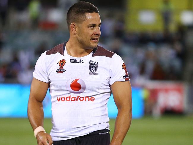 CANBERRA, AUSTRALIA - NOVEMBER 10:  Jarryd Hayne of Fiji walks from the field after being sin binned during the 2017 Rugby League World Cup match between Fiji and Italy at Canberra Stadium on November 10, 2017 in Canberra, Australia.  (Photo by Mark Nolan/Getty Images)