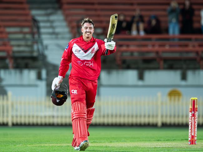 Blake Nikitaras for St George versus Fairfield-Liverpool during the Kingsgrove Sports T20 Cup grand final, NSW Premier Cricket,  Sunday, October 20, 2024 at North Sydney Oval. Picture: Ian Bird Photography