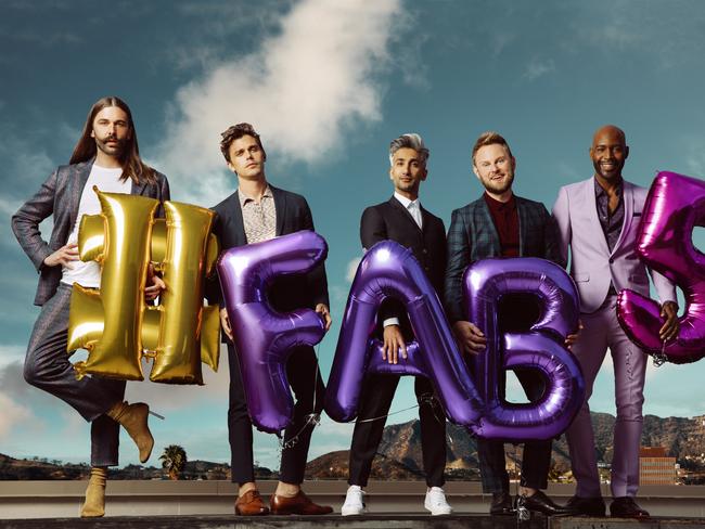 Queer Eye stars Jonathan Van Ness, Antoni Porowski, Tan France, Bobby Berk, and Karamo Brown. Picture: Austin Hargrave