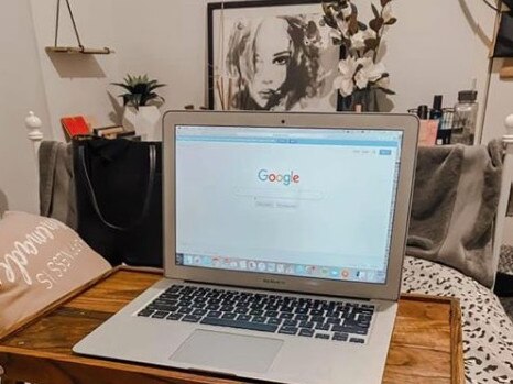 Woman transforms Kmart folding table into make-shift office