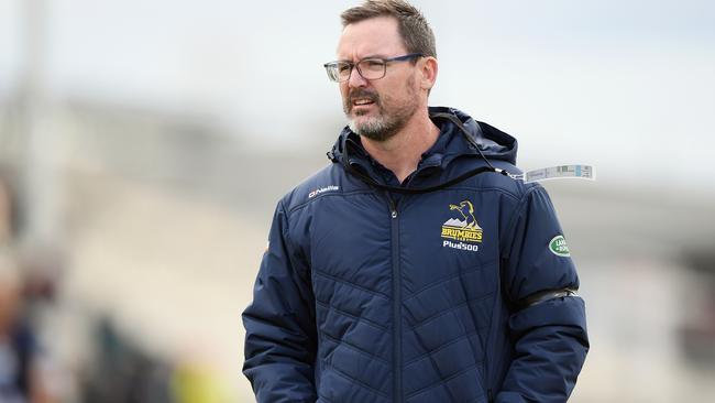 Coach Dan McKellar of the Brumbies looks on prior to the round 8 Super Rugby match.