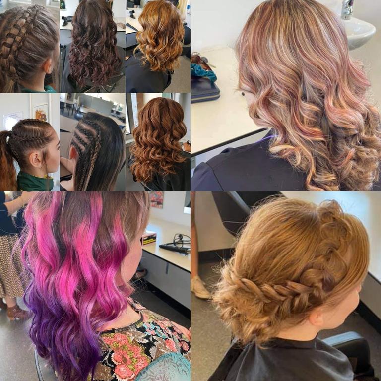 The work of students at Styles and Smiles hair salon.