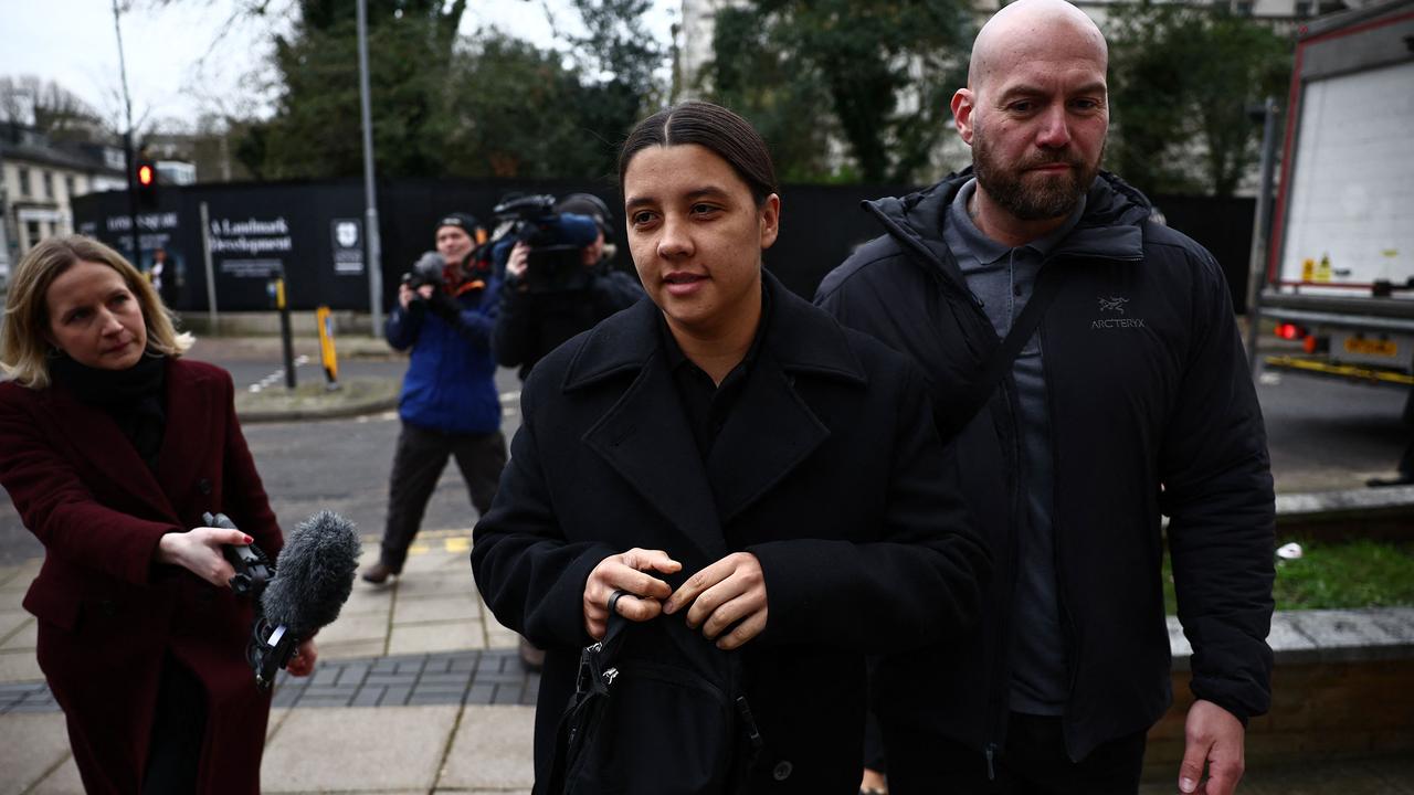 Sam Kerr arrives at Kingston Crown Court on February 3. Photo by HENRY NICHOLLS / AFP.