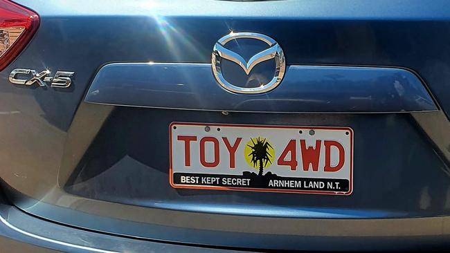 NT funny number plate, TOY 4WD. Picture: Facebook / Tony Travers