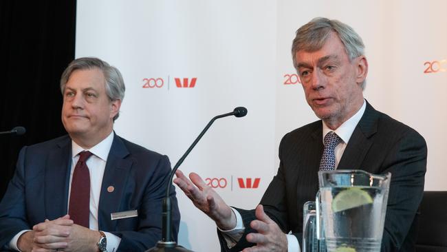 CEO of Westpac, Brian Hartzer (left), and chairman of Westpac, Lindsay Maxsted. Picture: AAP