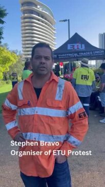 Stephen Bravo Organiser of ETU Protest