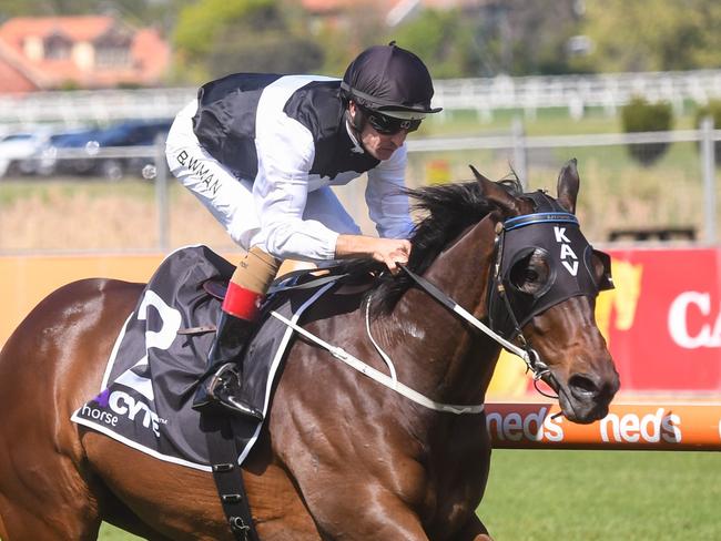 First Immortal ridden by Hugh Bowman (HK) wins the Living Legends 4CYTE Handicap at Caulfield Racecourse on September 23, 2023 in Caulfield, Australia. (Photo by Reg Ryan/Racing Photos via Getty Images)