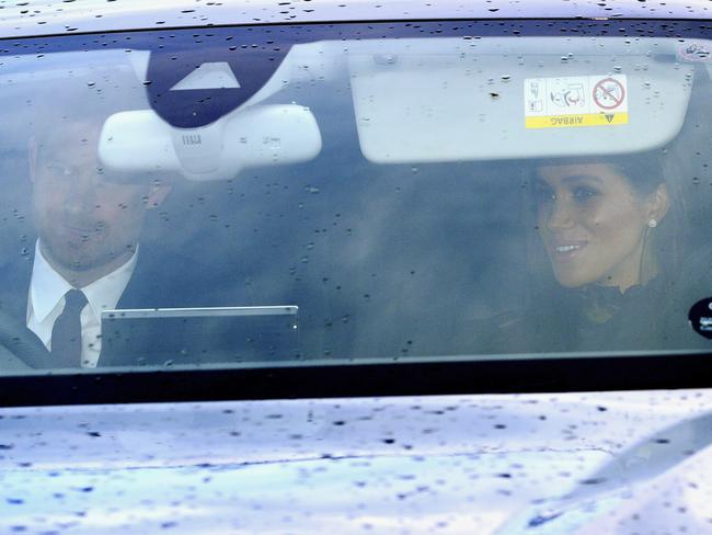 The royal couple en route to the celebrations. Picture: AP 