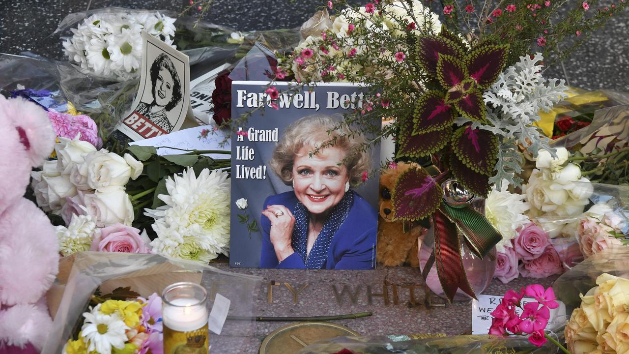 Flowers and mementos are placed on the Hollywood Walk of Fame star of late actress Betty White on December 31, 2021 in Hollywood, California. Picture: Rodin Eckenroth/Getty Images/AFP