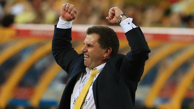 Socceroos coach Ange Postecoglou happy after the 2-1 win over Korea Republic during the Asian Cup Final between Australia and Korea Republic at Stadium Australia, Homebush. Picture: Toby Zerna