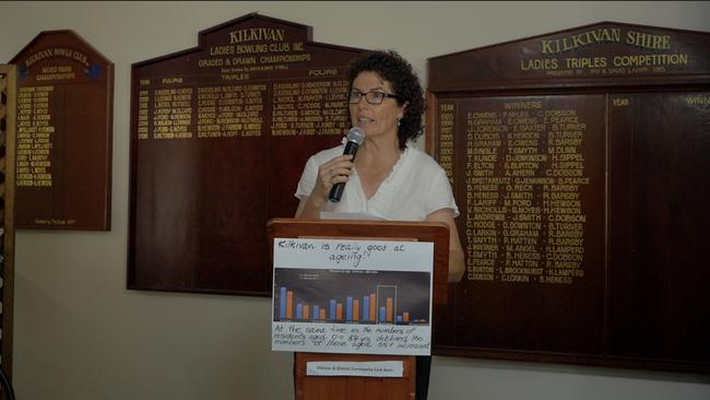 Kilkivan &amp; District Community Care Association president Rosie Fitzgerald speaks at the meeting in March.