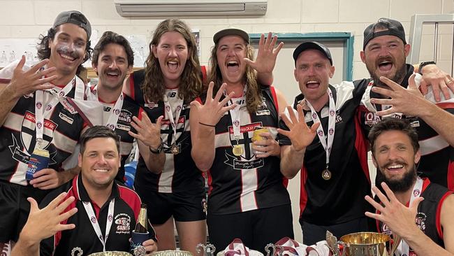 North Mackay Saints' five-time premiership players. Picture: Supplied.