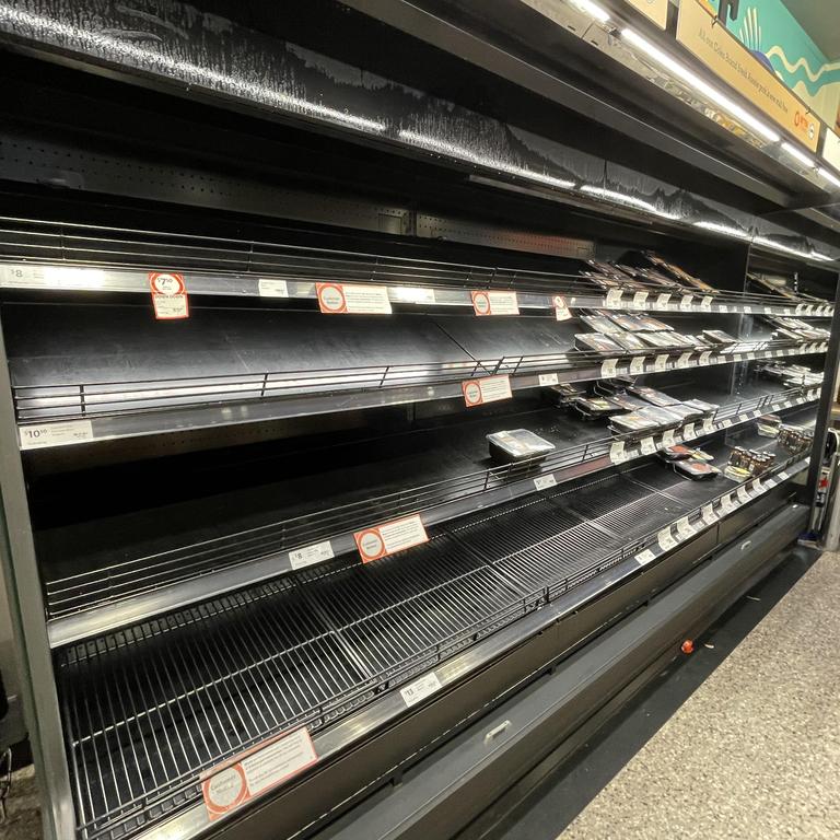 Coles' meat shelves took the day off yesterday, with a limited meat supply at the Woolloongabba store.