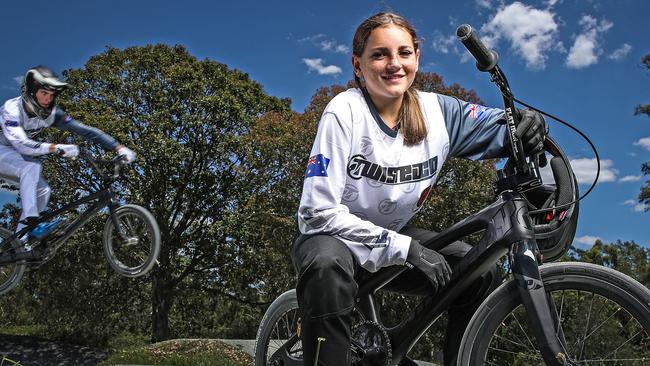 Queensland State Champion BMX rider Holyee Jackson. Picture: Zak Simmonds