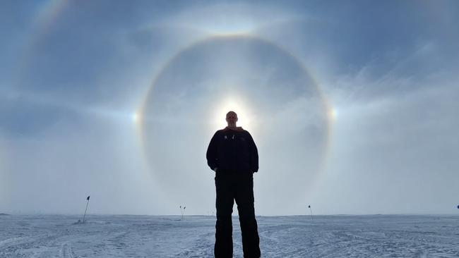 Adelaide scientist Dr Gary Hill spent two months at the South Pole working on a project to study neutrino particles from deep space. Picture: Gary Hill, IceCube/NSF.