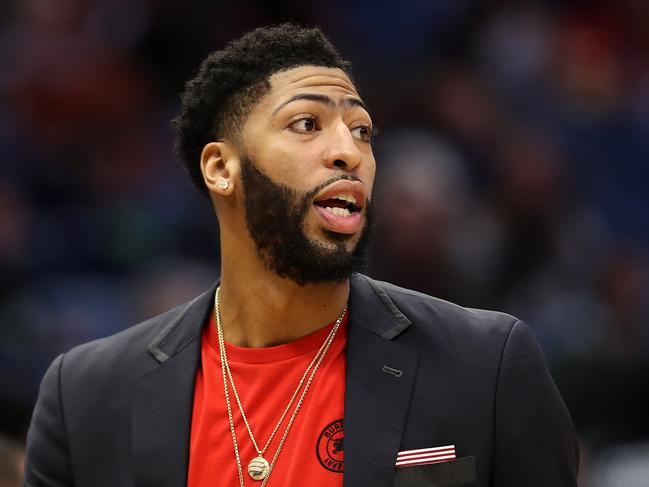 NEW ORLEANS, LOUISIANA - JANUARY 23: Anthony Davis #23 of the New Orleans Pelicans looks on against the Detroit Pistons at Smoothie King Center on January 23, 2019 in New Orleans, Louisiana. NOTE TO USER: User expressly acknowledges and agrees that, by downloading and or using this photograph, User is consenting to the terms and conditions of the Getty Images License Agreement.   Chris Graythen/Getty Images/AFP == FOR NEWSPAPERS, INTERNET, TELCOS & TELEVISION USE ONLY ==