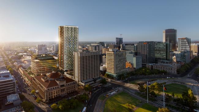 Architects’ render of the redevelopment of the Adelaide Central Market Arcade. Picture: Woods Bagot