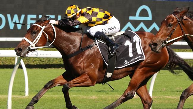 Joliestar leads the Australian charge against the international visitos in the Golden Eagle at Rosehill. Picture: Grant Guy