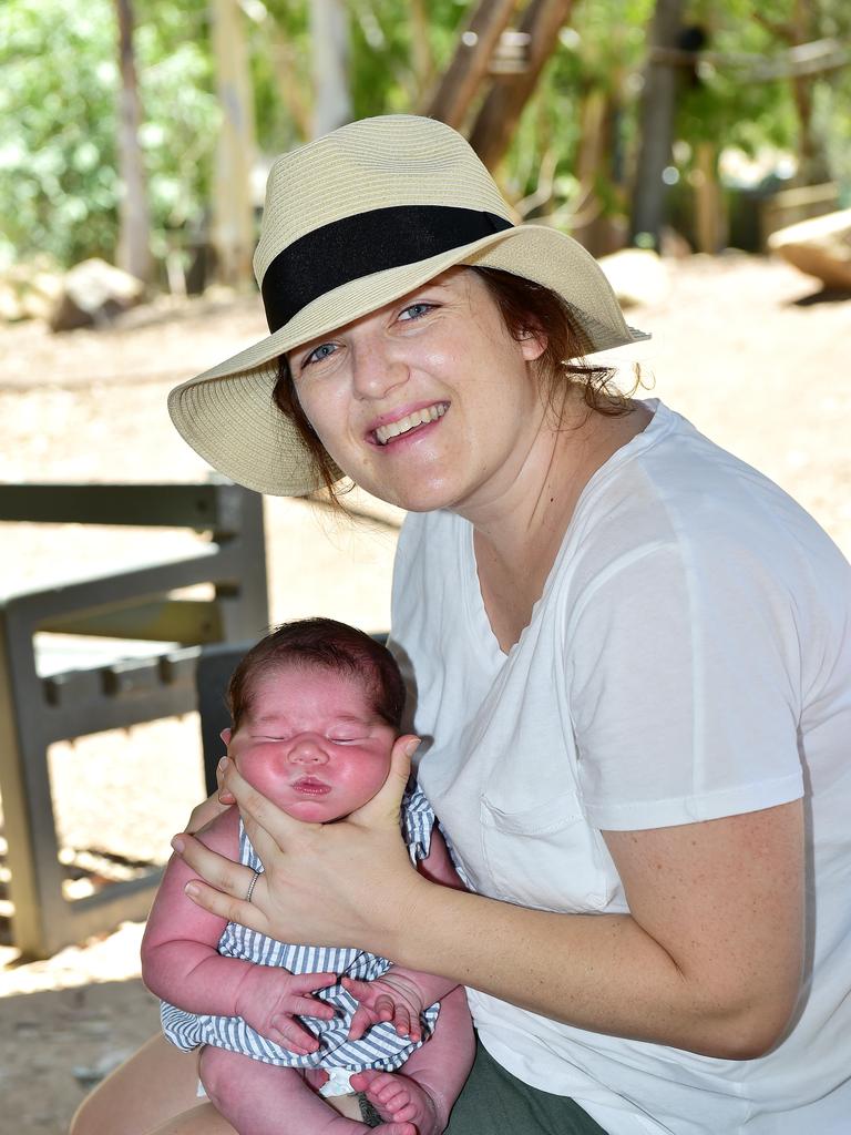 Kelsey Peres with 11 day old son Theodore from North Ward pictured at Billabong Sanctuary. Picture: Shae Beplate.