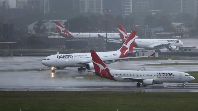 Cancelled flights were kept to a minimum at Sydney airport. Picture: John Grainger.