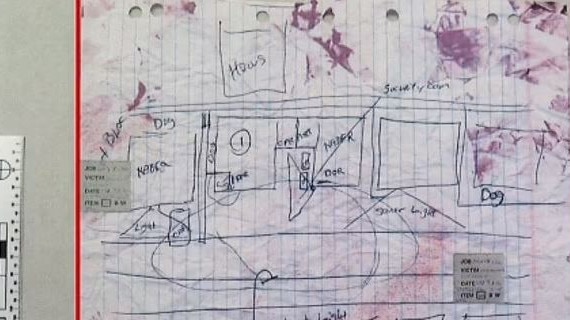 The jury were told Edmunds and Cassidy surveilled Michael Caposiena house and drew the map to identify access points to his house, where street lights and security cameras were, and barking dogs. Picture: Supplied