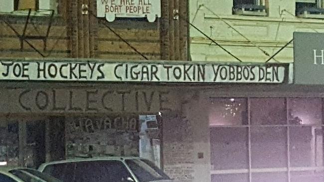 The one-time ‘Joe Hockeys Cigar Tokin Yobbo’s Den’ has been renamed ‘Trump Tower’. Picture: Matt Killoran