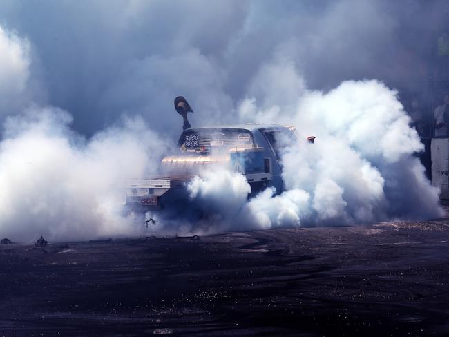 The Burnout competition at the festival. The annual Street Machine Summernats Car Festival began in Canberra with thousands of car enthusiasts expected to attend the event over the four days. Picture: Gary Ramage/ News Corp Australia
