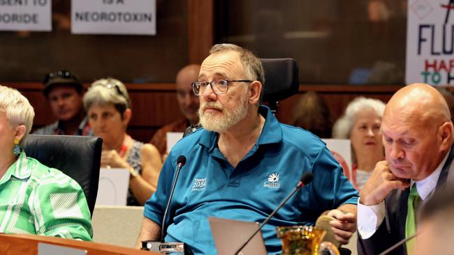 Cairns Regional Council has voted to not introduce fluoride into Cairns' drinking water supply at an ordinary meeting attended by dozens of anti fluoride protesters. Councillor Rob Pyne voted to add flouride into the water. Picture: Brendan Radke