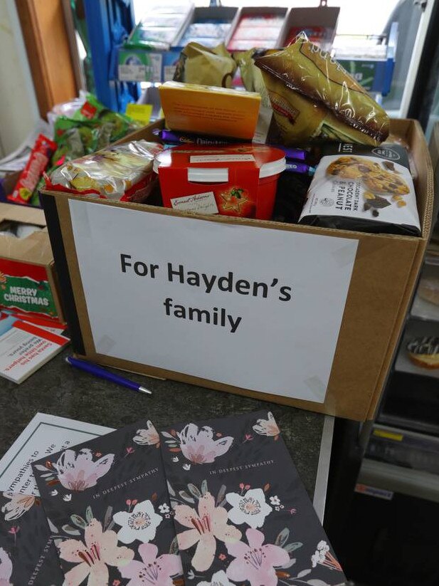 A food collection box and cards have been set up for the family of Hayden Marshall-Inman. Photo / Alan Gibson