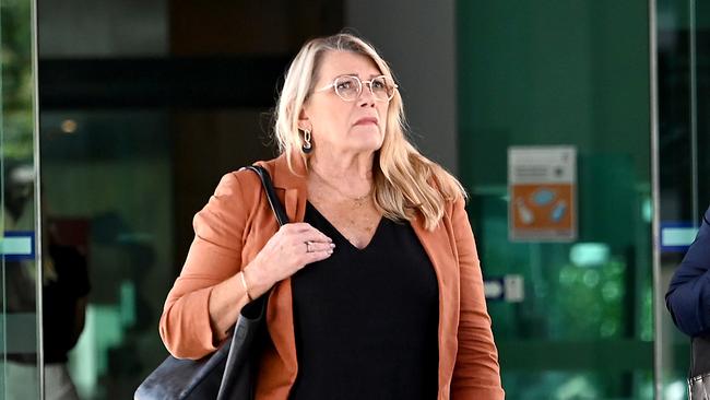 Vicki Blackburn, the mother of murdered 23-year-old Shandee Blackburn, leaves Brisbane Magistrates Court after the DNA inquiry on Monday. Picture: NCA NewsWire / John Gass