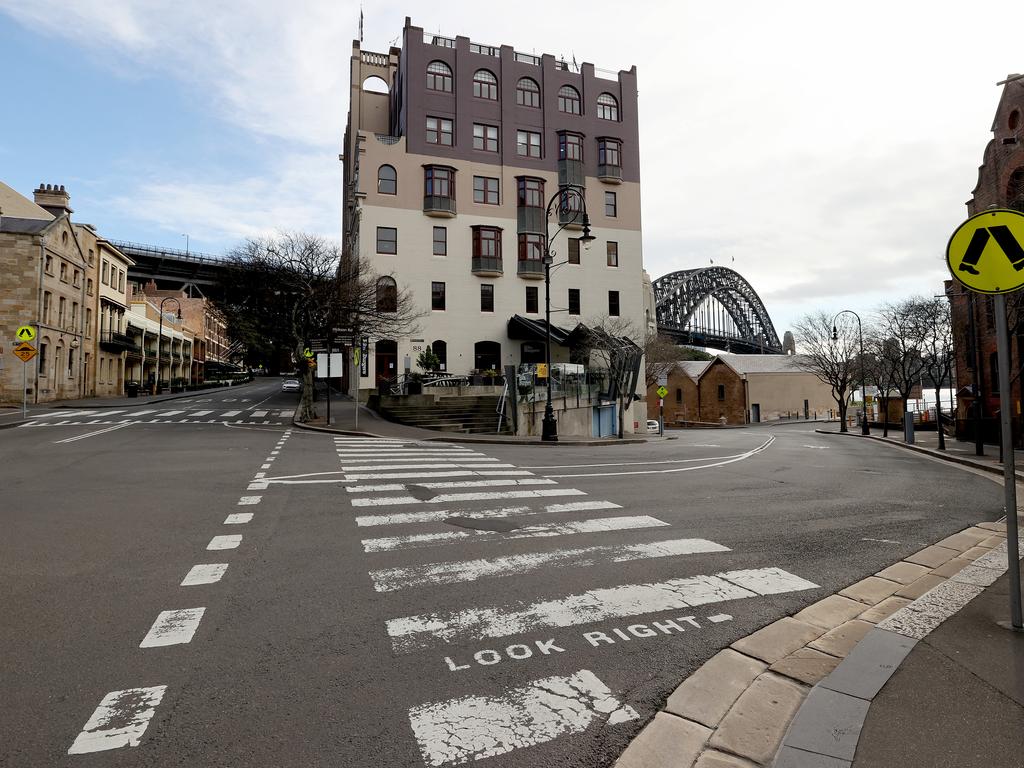 Quiet streets around The Rocks. Picture: Toby Zerna