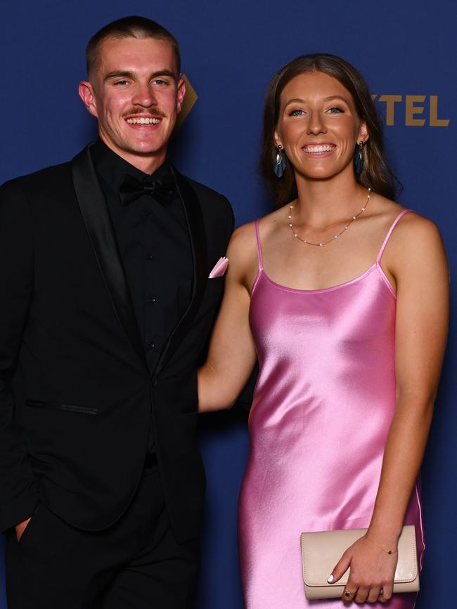 Darcie Brown and Louie McLennan pictured at the event. Picture: Morgan Hancock/Getty Images for Cricket Australia