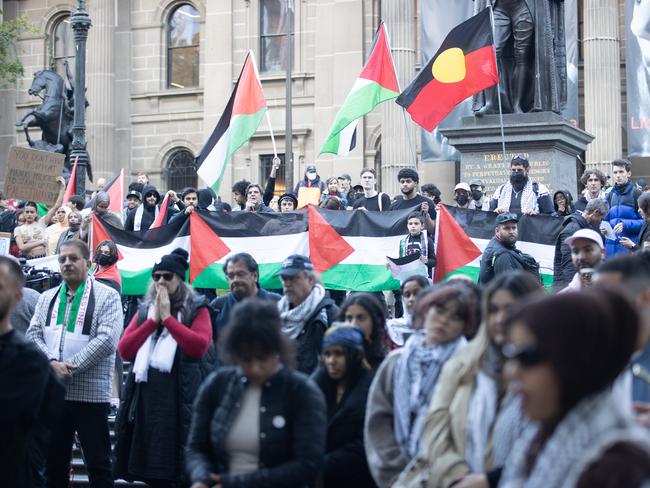 The Pro-Palestine group at the State Library of Victoria. Picture: Andrew Henshaw