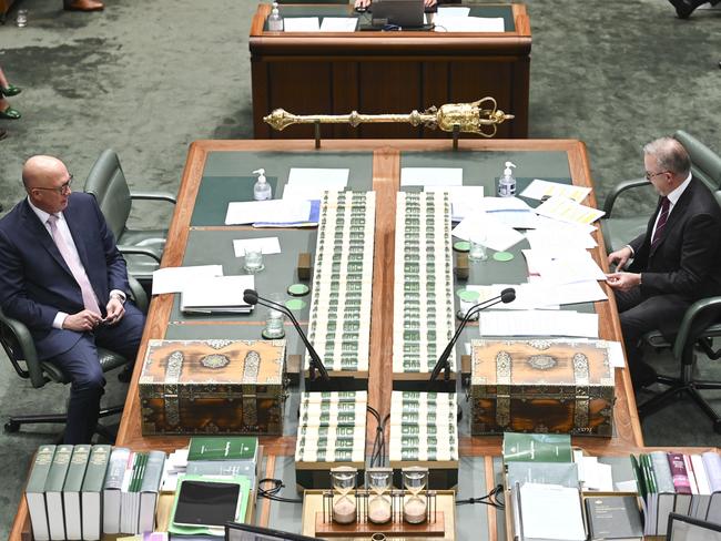 CANBERRA, Australia - NewsWire Photos - July 3, 2024:  Leader of the Opposition Peter Dutton  and Prime Minister Anthony Albanese during Question Time at Parliament House in Canberra. Picture: NewsWire / Martin Ollman