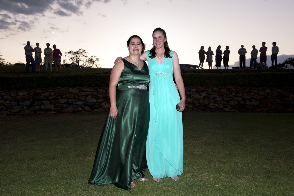 Ashleigh Martin (left) and Laura Anderson. The first group of Year 12 students to graduate from TACAP's held their formal at Preston Peak Winery. November 2018. Picture: Bev Lacey