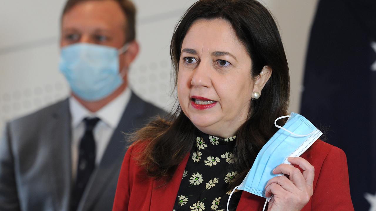 Premier Annastacia Palaszczuk announces the lockdown. Picture: John Gass