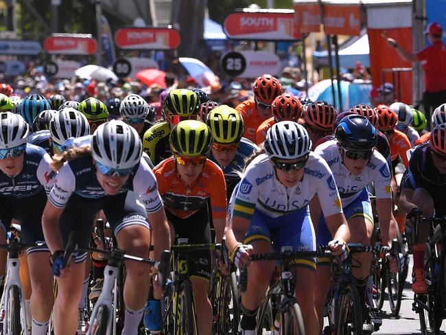 ADELAIDE, AUSTRALIA - JANUARY 13:  Amanda Spratt of Australia and Team Mitchelton-Scott Orange Leader / Adelaide City / Peloton / during the 5th Santos Women's Tour Down Under 2019 - Stage 4 a 42,5km stage from Adelaide to Adelaide / TDU / on January 13, 2019 in Adelaide, Australia. (Photo by Tim de Waele/Getty Images)